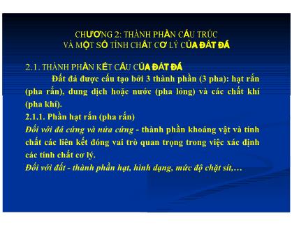 Bài giảng Thành phần cấu trúc và một số tính chất cơ lý của đất đá