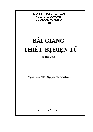 Bài giảng Thiết bị điện tử - Nguyễn Thị Mai Lan