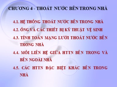 Bài giảng Thoát nước bên trong nhà