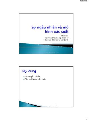 Bài giảng Thống kê học ứng dụng trong quản lý xây dựng - Phần 5: Sư ngẫu nhiên và mô hình xác suất - Nguyễn Duy Long