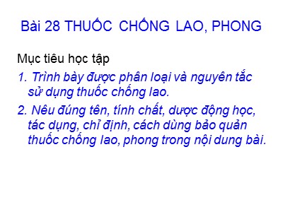 Bài giảng Thuốc chống lao-Phong