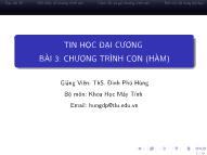 Bài giảng Tin học đại cương - Bài 3: Chương trình con (Hàm) - Đinh Phú Hùng