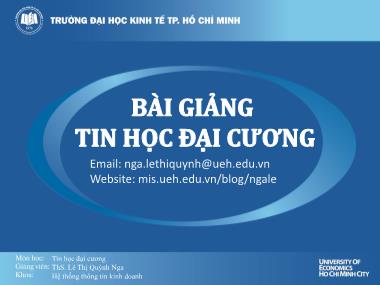 Bài giảng Tin học đại cương - Phần 1: Tổng quan về Tin học