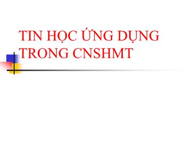 Bài giảng Tin học ứng dụng trong Công nghệ sinh học môi trường