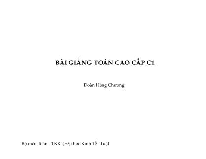 Bài giảng Toán cao cấp C1 - Đoàn Hồng Chương