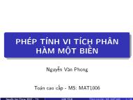 Bài giảng Toán cao cấp - Chương 6: Phép tính vi tích phân hàm một biến - Nguyễn Văn Phong