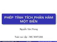 Bài giảng Toán cao cấp - Chương 7: Phép tính tích phân hàm một biến - Nguyễn Văn Phong