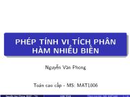 Bài giảng Toán cao cấp - Chương 8: Phép tính vi tích phân hàm nhiều biến - Nguyễn Văn Phong