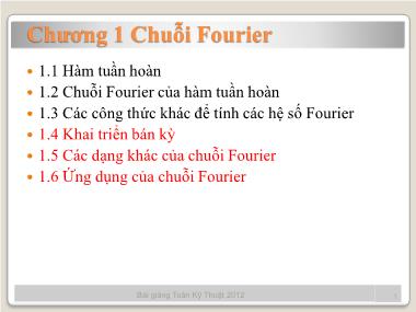 Bài giảng Toán kĩ thuật - Chương 1: Chuỗi Fourier