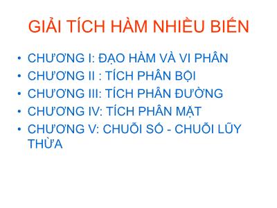 Bài giảng Toán ứng dụng - Chương 1: Đạo hàm và vi phân (Phần 1)