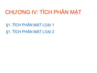 Bài giảng Toán ứng dụng - Chương 4: Tích phân mặt