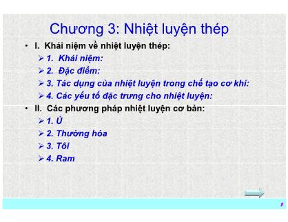 Bài giảng Vật liệu học - Chương 3: Nhiệt luyện thép - Nguyễn Thanh Điều