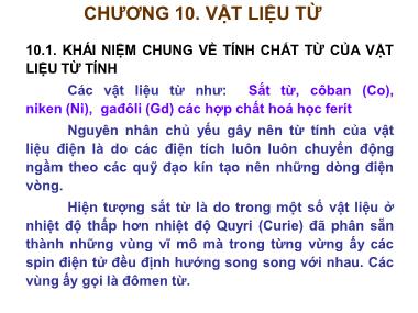 Bài giảng Vật liệu kỹ thuật Điện - Chương 10: Vật liệu từ