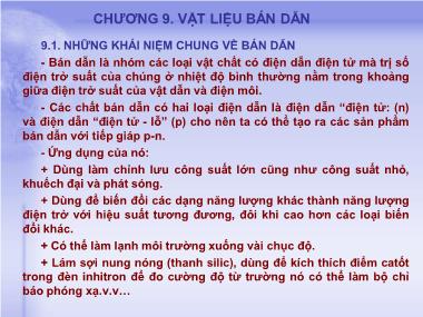 Bài giảng Vật liệu kỹ thuật Điện - Chương 9: Vật liệu bán dẫn