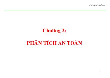 Bài giảng Vật lý đại cương - Chương 2: Phân tích an toàn - Nguyễn Công Tráng