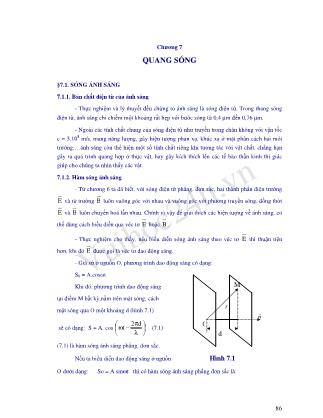 Bài giảng Vật lý đại cương - Chương 7: Quang sóng