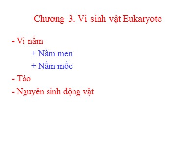 Bài giảng Vi sinh vật học đại cương - Chương 3. Vi sinh vật Eukaryote