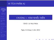 Bài giảng Vi tích phân A2 - Chương 1: Hàm nhiều biến - Lê Hoài Nhân