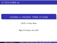 Bài giảng Vi tích phân A2 - Chương 4: Phương trình vi phân - Lê Hoài Nhân