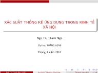 Bài giảng Xác suất thống kê ứng dụng trong kinh tế xã hội - Chương 1: Xác suất thống kê ứng dụng trong kinh tế xã hội - Ngô Thị Thanh Nga