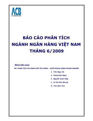 Báo cáo phân tích ngành ngân hàng Việt Nam tháng 6/2009