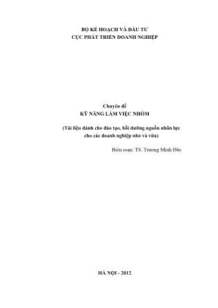 Chuyên đề Kỹ năng làm việc nhóm - Trương Minh Đức