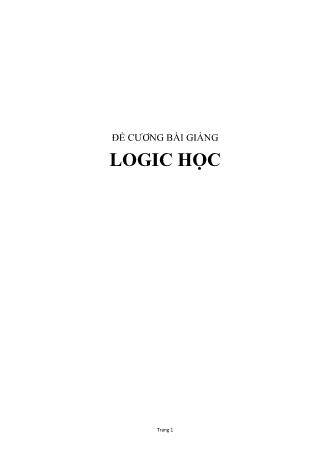 Đề cương bài giảng Logic học