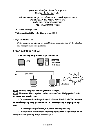 Đề thi tốt nghiệm Quản trị Mạng máy tính