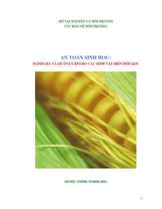 Giáo trình An toàn sinh học-Đánh giá và quản lý rủi ro các sinh vật biến đổi gen - Lê Thanh Bình