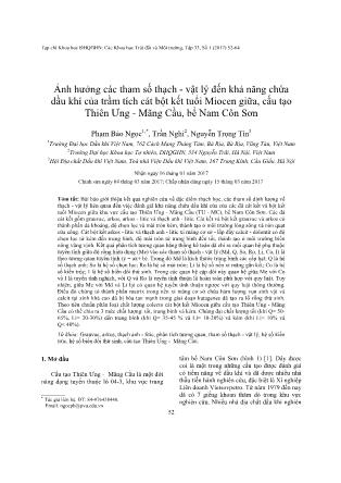 Giáo trình Ảnh hưởng các tham số thạch-Vật lý đến khả năng chứa dầu khí của trầm tích cát bột kết tuổi Miocen giữa, cấu tạo Thiên Ưng - Mãng Cầu, bể Nam Côn Sơn - Phạm Bảo Ngọc