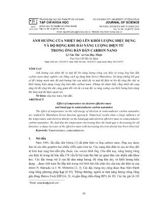 Giáo trình Ảnh hưởng của nhiệt độ lên khối lượng hiệu dụng và độ rộng khe dải năng lượng điện tử trong ống bán dẫn carbon nano