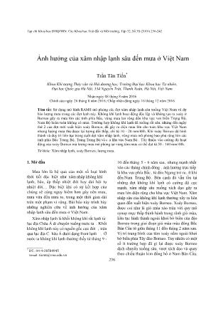 Giáo trình Ảnh hưởng của xâm nhập lạnh sâu đến mưa ở Việt Nam- Trần Tân Tiến