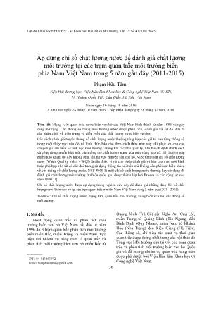 Giáo trình Áp dụng chỉ số chất lượng nước để đánh giá chất lượng môi trường tại các trạm quan trắc môi trường biển phía Nam Việt Nam trong 5 năm gần đây (2011-2015)