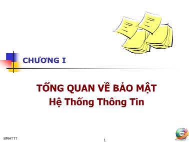 Giáo trình Bảo mật hệ thống thông tin - Chương 1: Tổng quan về bảo mật hệ thống thông tin