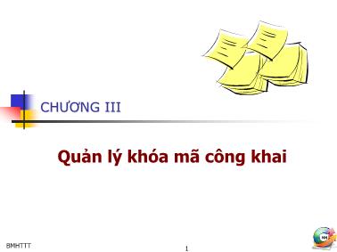 Giáo trình Bảo mật hệ thống thông tin - Chương 3: Quản lý khóa mã công khai