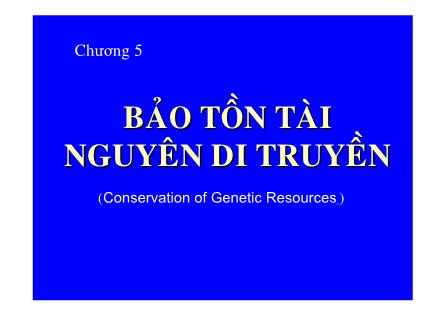 Giáo trình Bảo tồn tài nguyên di truyền