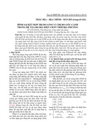 Giáo trình Bình sai kết hợp trị đo GNSS và trị đo góc-Cạnh trong hệ tọa độ địa diện chân trời địa phương - Lê Văn Hùng