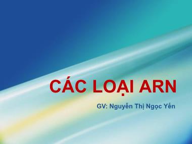 Giáo trình Các loại ARN - Nguyễn Thị Ngọc Yến