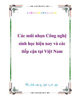 Giáo trình Các mũi nhọn Công nghệ sinh học hiện nay và các tiếp cận tại Việt Nam - Phạm HÙng Vân