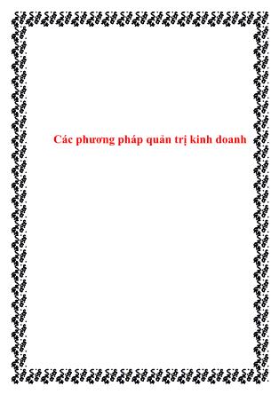 Giáo trình Các phương pháp quản trị kinh doanh (Chuẩn kiến thức)