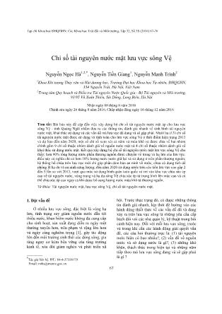 Giáo trình Chỉ số tài nguyên nước mặt lưu vực sông Vệ - Nguyễn Ngọc Hà