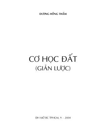 Giáo trình Cơ học đất - Dương Hồng Thẩm