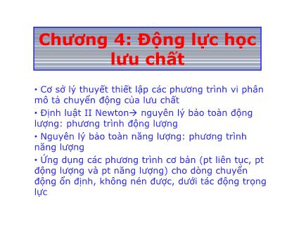 Giáo trình Cơ lưu chất - Chương 4: Động lực học lưu chất