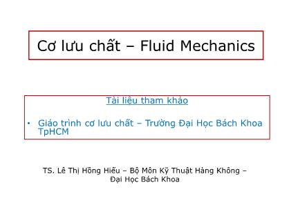 Giáo trình Cơ lưu chất - Chương I: Mở đầu