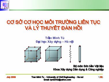 Giáo trình Cơ sở cơ học môi trường liên tục và lý thuyết đàn hồi - Chương 3: Lý thuyết về ứng suất - Trần Minh Tú