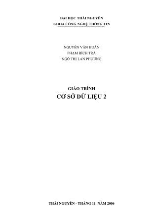 Giáo trình Cơ sở dữ liệu 2 (Phần 1) - Ngô Thị Lan Hương