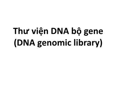 Giáo trình Công nghệ di truyền - Chương 4: Thư viện DNA bộ gene (DNA genomic library) - Nguyễn Vũ Phong