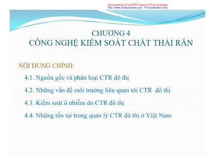 Giáo trình Công nghệ môi trường - Chương 4: Công nghệ kiểm soát chất thải rắn