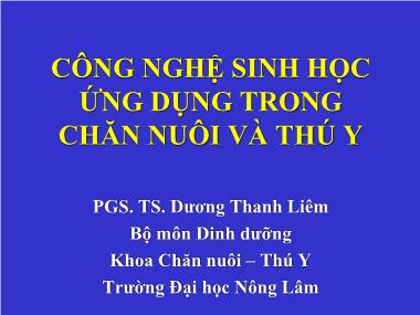 Giáo trình Công nghệ sinh học ứng dụng trong chăn nuôi và thú y - Dương Thanh Liêm