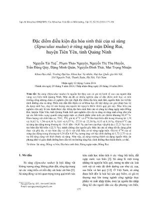 Giáo trình Đặc điểm điều kiện địa hóa sinh thái của sá sùng (Sipuculus nudus) ở rừng ngập mặn Đồng Rui, huyện Tiên Yên, tỉnh Quảng Ninh - Nguyễn Tài Tuệ